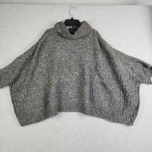 DKNY Sweater Womens S/M Gray Oversized Knitted Cozy Warm Relaxed Fit‎ Turtleneck